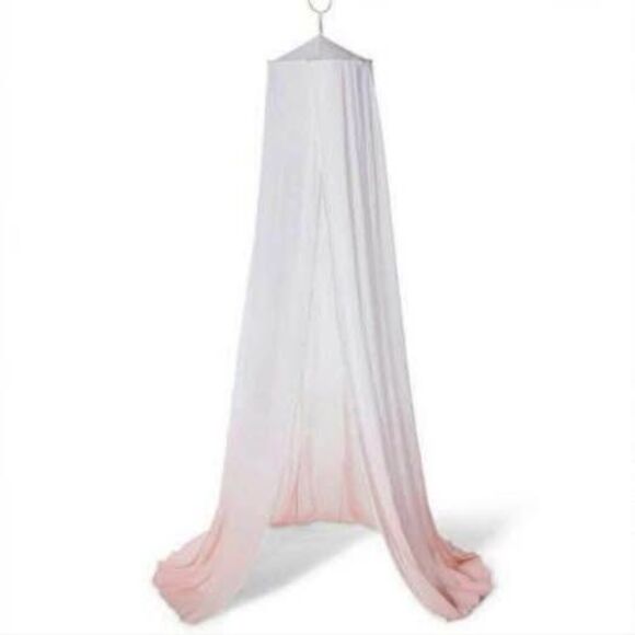 Pillow fort Dip Dye Bed Canopy Pink/ White 100% cotton ceiling mount decor - Picture 1 of 3